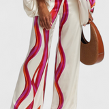 Sybella Set de Două Piese cu Umeri Descoperiți și Pantaloni Largi cu Model