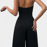 Romily Mono Sexy cu Bretele și Pantalon Larg Elegant
