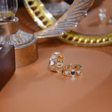 Inel deschis inimă cu zirconii incrustați