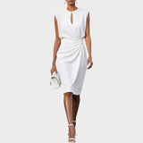 Moana | Rochie Midi cu Mâneci Lungi și Guler Rotund