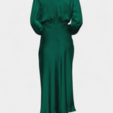 Rochie Maxi Cecila cu Guler Înalt și Detalii Florale