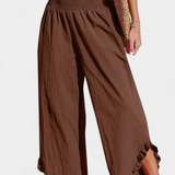 Pantalon Palazzo Justina cu Volane și Talie Înaltă