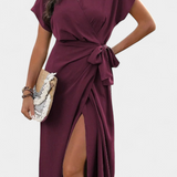 Begoña Rochie Încrucișată cu Curea și Detaliu Subtil