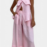 Oriana Conjunto Fără Curea cu Fustă cu Abertură în Culoare Uniformă