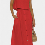 Naha Set din Bumbac cu Vestă și Butoane Frontale