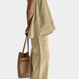 Lía Set de Vară cu Top Lejer și Pantaloni Fluizi