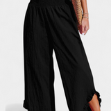 Pantalon Palazzo Justina cu Volane și Talie Înaltă