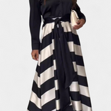 Rochie Lungă Tip Camisero cu Dungi Nessia și Curea