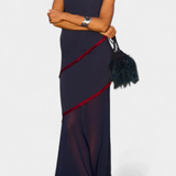 Rochie Midi Bodycon Orfila cu Detalii din Voal și Franjuri Contrastante