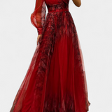 Maxi Rochie din Chiffon cu Umăr Descoperit și Floare Voluminoasă de la Becca