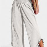 Pantalon Palazzo Justina cu Volane și Talie Înaltă