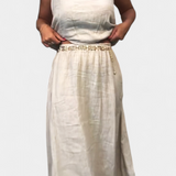 Meliora Set din In și Bumbac cu Vestă Fără Mâneci și Fustă