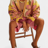 Casey | Cardigan din Tricot cu Model Floral și Croială Relaxată