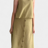 Naha Set din Bumbac cu Vestă și Butoane Frontale