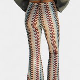 Carlie Pantaloni Evazați cu Print Retro