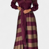 Rochie Lungă Tip Camisero cu Dungi Nessia și Curea