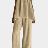 Lía Set de Vară cu Top Lejer și Pantaloni Fluizi