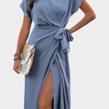 Begoña Rochie Încrucișată cu Curea și Detaliu Subtil