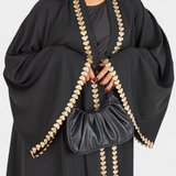 Abaya Ginebra Fluidă cu Broderie Aurie