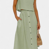 Naha Set din Bumbac cu Vestă și Butoane Frontale