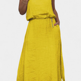 Meliora Set din In și Bumbac cu Vestă Fără Mâneci și Fustă