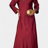 Rochie Fluidă Riva cu Decolteu în V și Mâneci Lungi