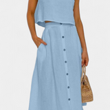 Naha Set din Bumbac cu Vestă și Butoane Frontale