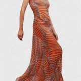 Silvina Conjunto Retro din Plasă cu Model Wave și Croială Fluidă