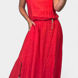 Meliora Set din In și Bumbac cu Vestă Fără Mâneci și Fustă