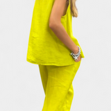 Leona Set Vestă și Pantalon Fără Mâneci din Bumbac și In