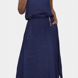 Meliora Set din In și Bumbac cu Vestă Fără Mâneci și Fustă