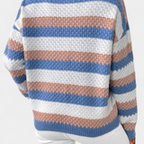 Kristen | Pulover Oversized cu Guler Rotund în Dungi