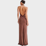 Laguna | Rochie Lungă cu Guler Halter