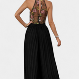 Salopetă Maruja Mono cu Broderie Florală și Dantelă Transparentă