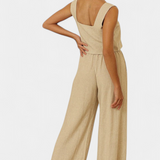 Pascuala Set de Lână din Două Piese cu Bluză Fără Mâneci și Pantaloni Fluizi