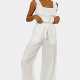 Pascuala Set de Lână din Două Piese cu Bluză Fără Mâneci și Pantaloni Fluizi