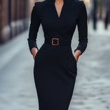 Esta | Elegantna crna haljina s remenom