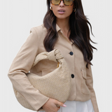 Geanta Lila Medie Woven cu Detaliu de Nod